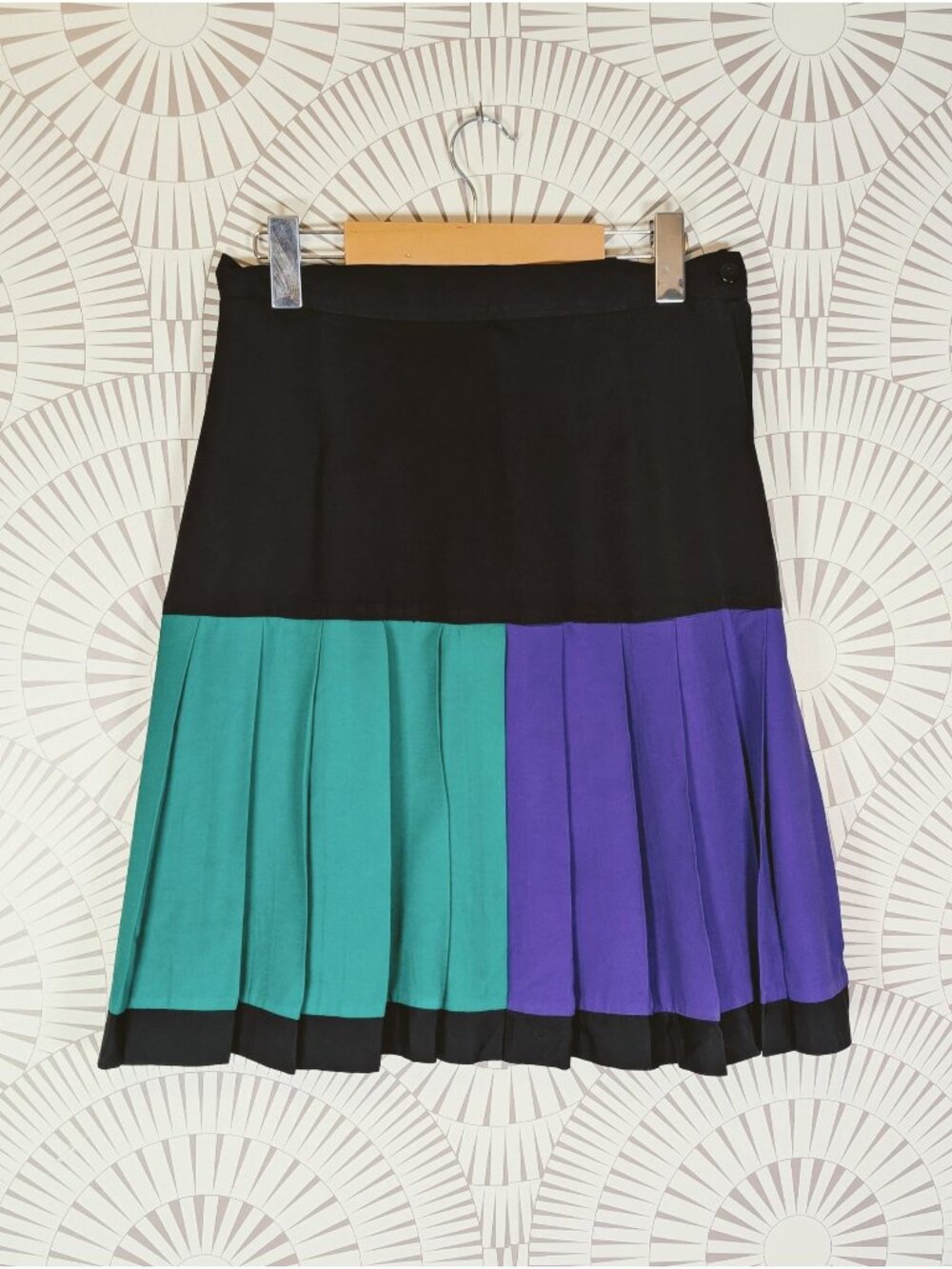 1980's Multicolor Pleated Mini Skirt - Women's Size S